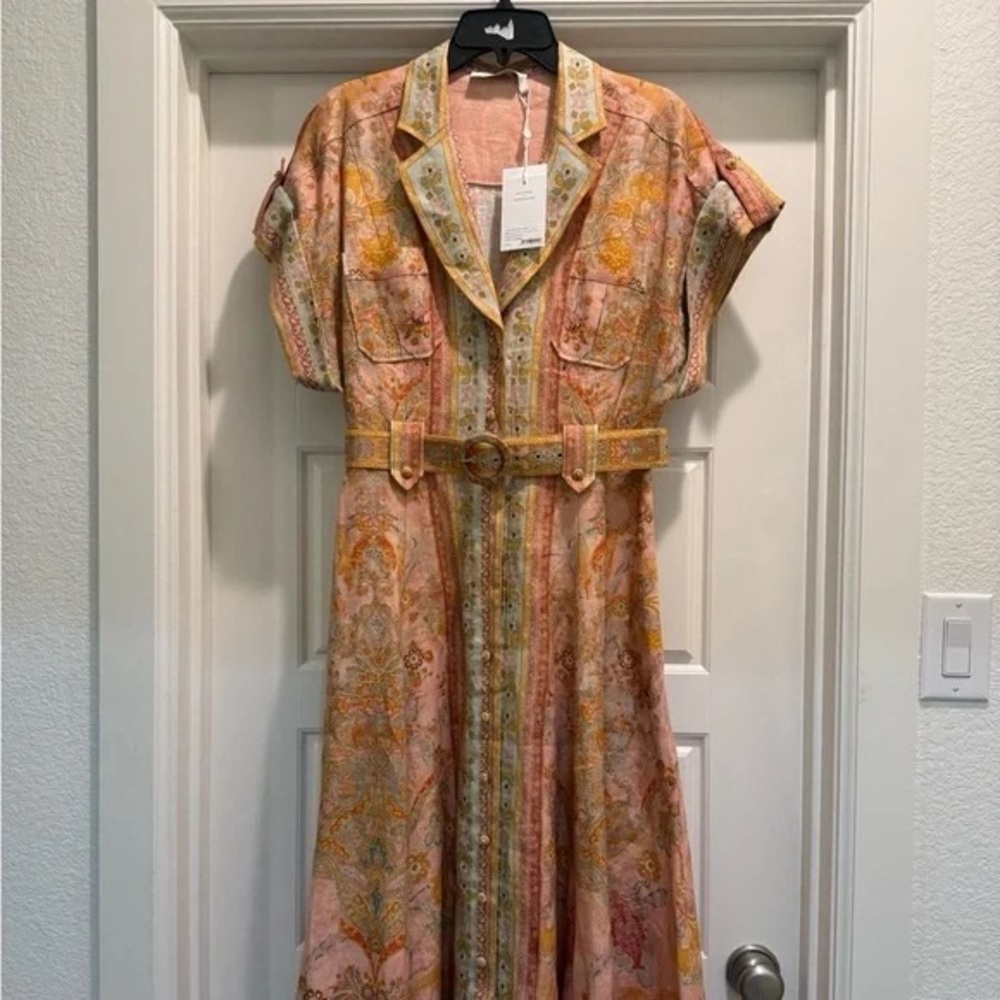 NWT Zimmermann Acacia Linen Shirt Dress 3 or US L - Picture 7 of 11